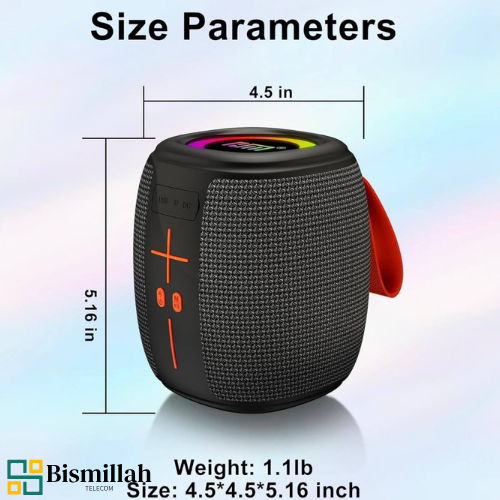 HM-805 Portable Wireless Bluetooth Speaker with RGB Lights (IPX4, 8W, 1200mAh)