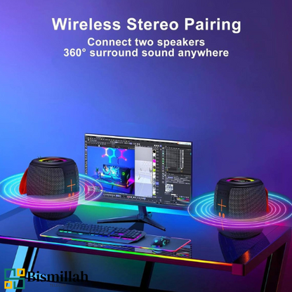 HM-805 Portable Wireless Bluetooth Speaker with RGB Lights (IPX4, 8W, 1200mAh)